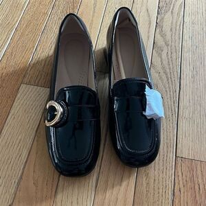 Clarks Women's Black Patent Loafers Size 8.5 Casual Slip On Flats